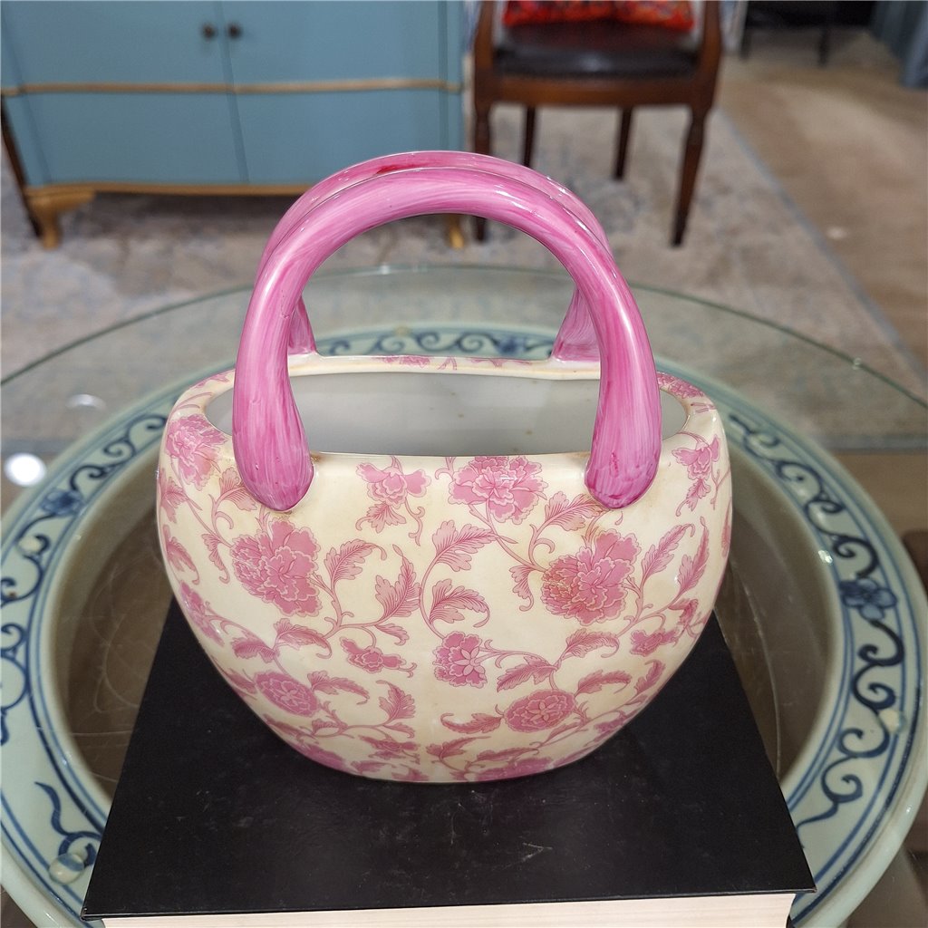 Danny's Fine Porcelain Home Decor Danny's Fine Porcelain Porcelain Bag with Handle Vase – Pink Florets (Min 2)
