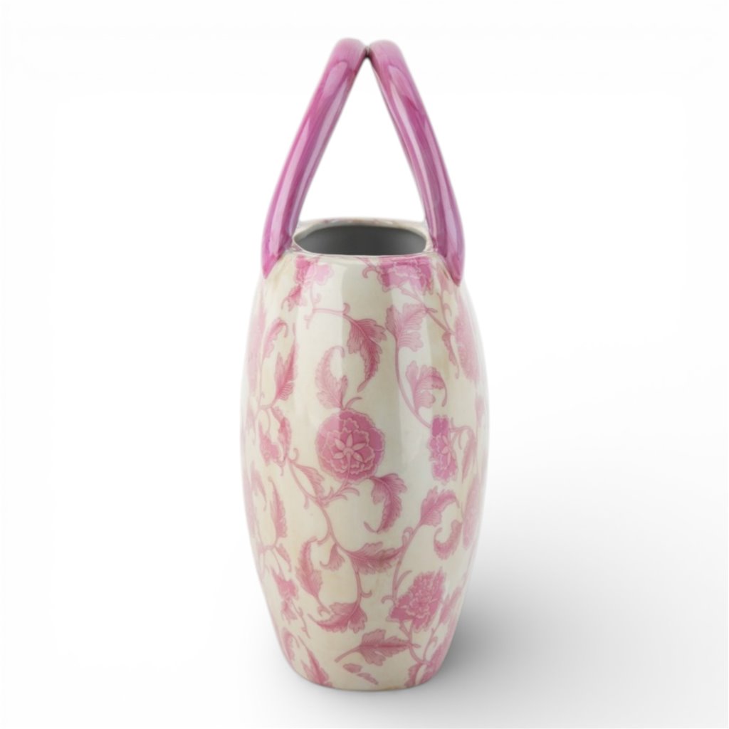 Danny's Fine Porcelain Home Decor Danny's Fine Porcelain Porcelain Bag with Handle Vase – Pink Florets (Min 2)