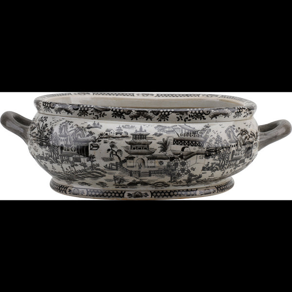 Danny's Fine Porcelain Home Decor Danny's Fine Porcelain Porcelain Basin Footbath - Black And White Willow 14234