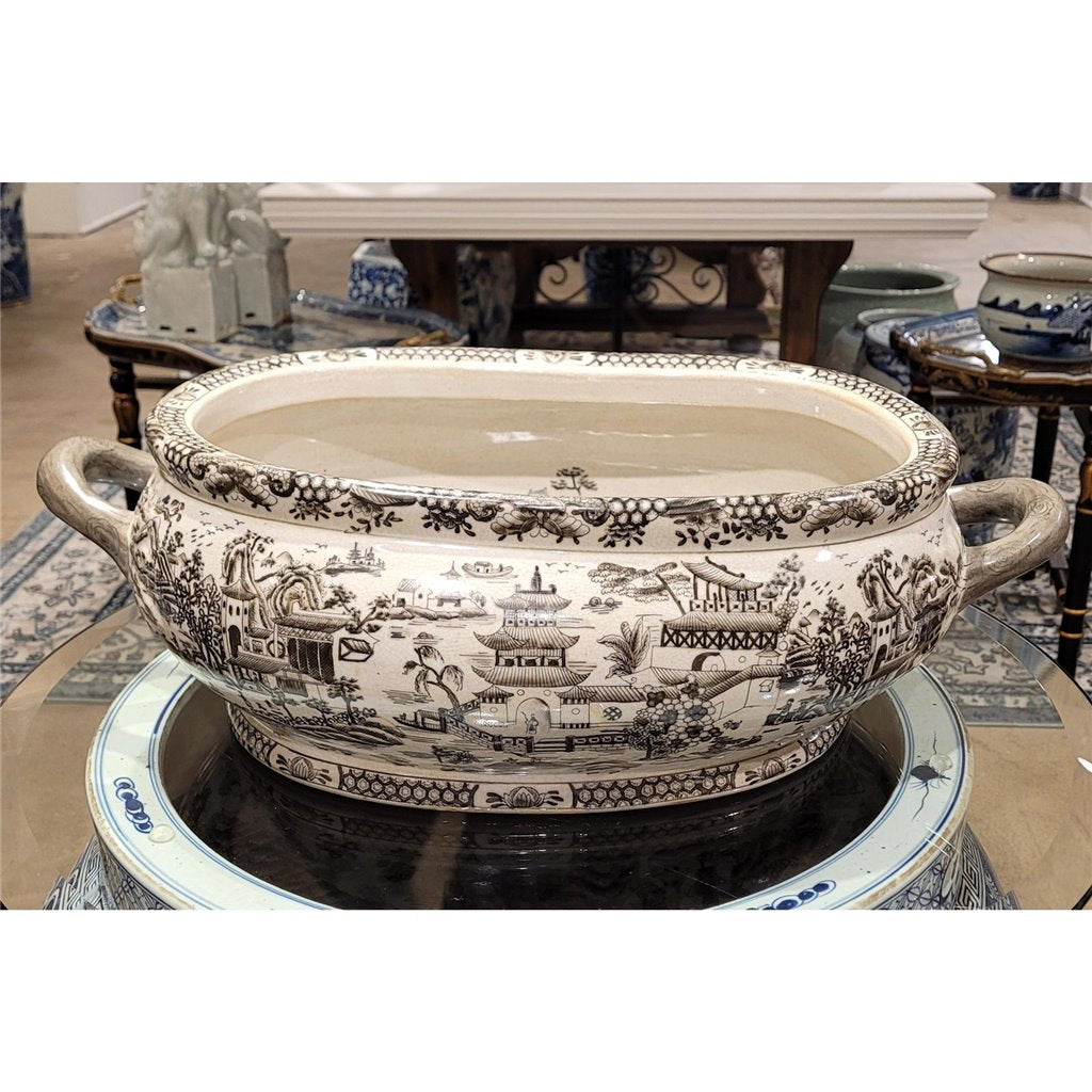 Danny's Fine Porcelain Home Decor Danny's Fine Porcelain Porcelain Basin Footbath - Black And White Willow 14234