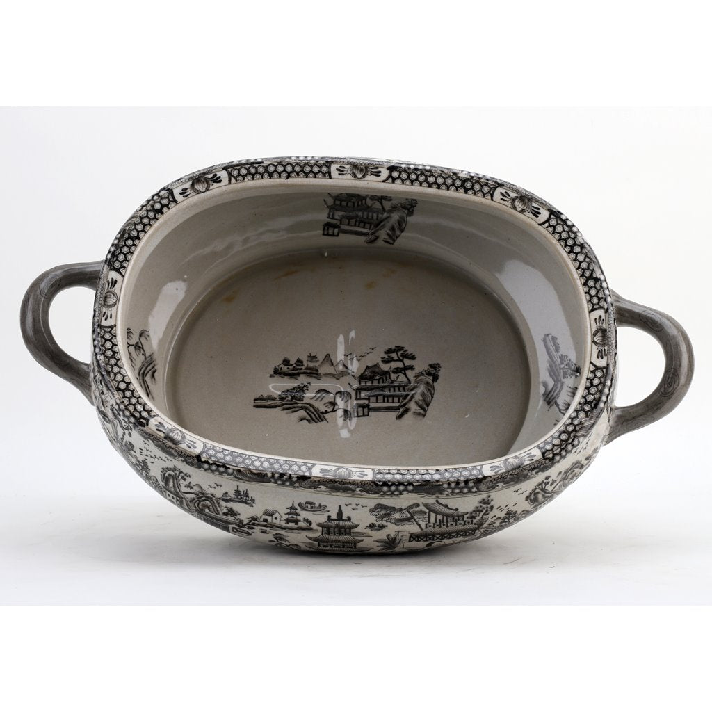 Danny's Fine Porcelain Home Decor Danny's Fine Porcelain Porcelain Basin Footbath - Black And White Willow 14234