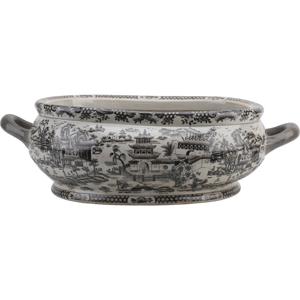 Danny's Fine Porcelain Home Decor Danny's Fine Porcelain Porcelain Basin Footbath - Black And White Willow 14234