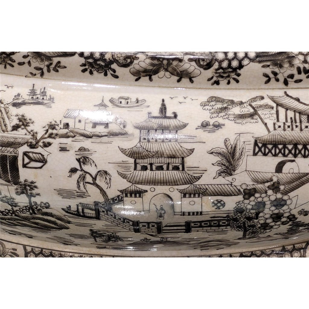 Danny's Fine Porcelain Home Decor Danny's Fine Porcelain Porcelain Basin Footbath - Black And White Willow 14234