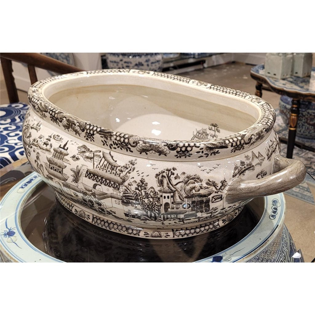 Danny's Fine Porcelain Home Decor Danny's Fine Porcelain Porcelain Basin Footbath - Black And White Willow 14234