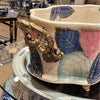 Danny's Fine Porcelain Home Decor Danny's Fine Porcelain Porcelain Basin With Bronze Ormolu- Tobacco Leaf (Pure Gold Glazed) 60261