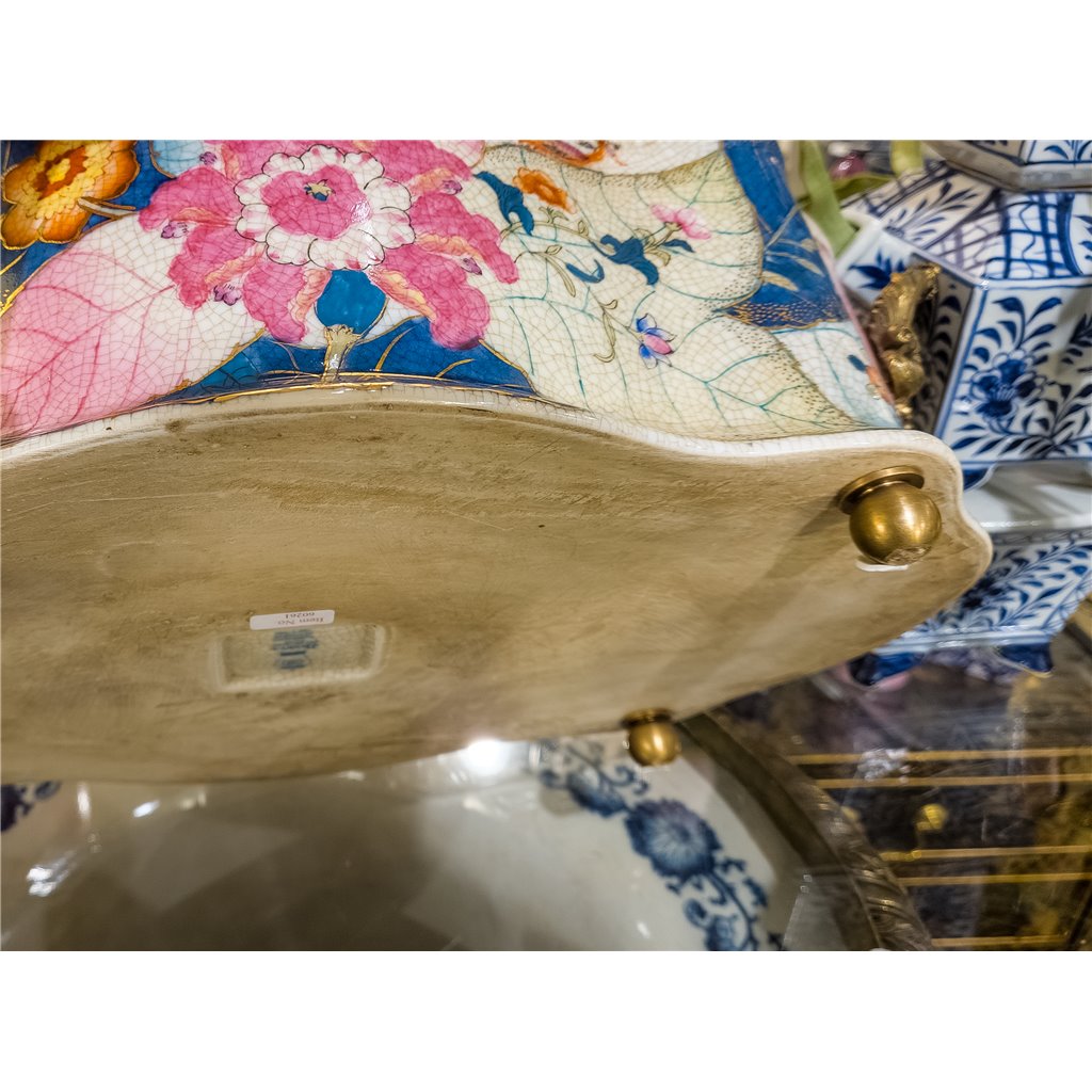Danny's Fine Porcelain Home Decor Danny's Fine Porcelain Porcelain Basin With Bronze Ormolu- Tobacco Leaf (Pure Gold Glazed) 60261