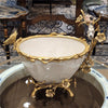 Danny's Fine Porcelain Home Decor Danny's Fine Porcelain Porcelain Basin With Bronze Ormolu - White Crackle 60409