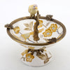 Danny's Fine Porcelain Home Decor Danny's Fine Porcelain Porcelain Bird Dish With Bronze Ormolu - Yellow Floral 60416