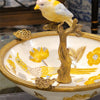 Danny's Fine Porcelain Home Decor Danny's Fine Porcelain Porcelain Bird Dish With Bronze Ormolu - Yellow Floral 60416