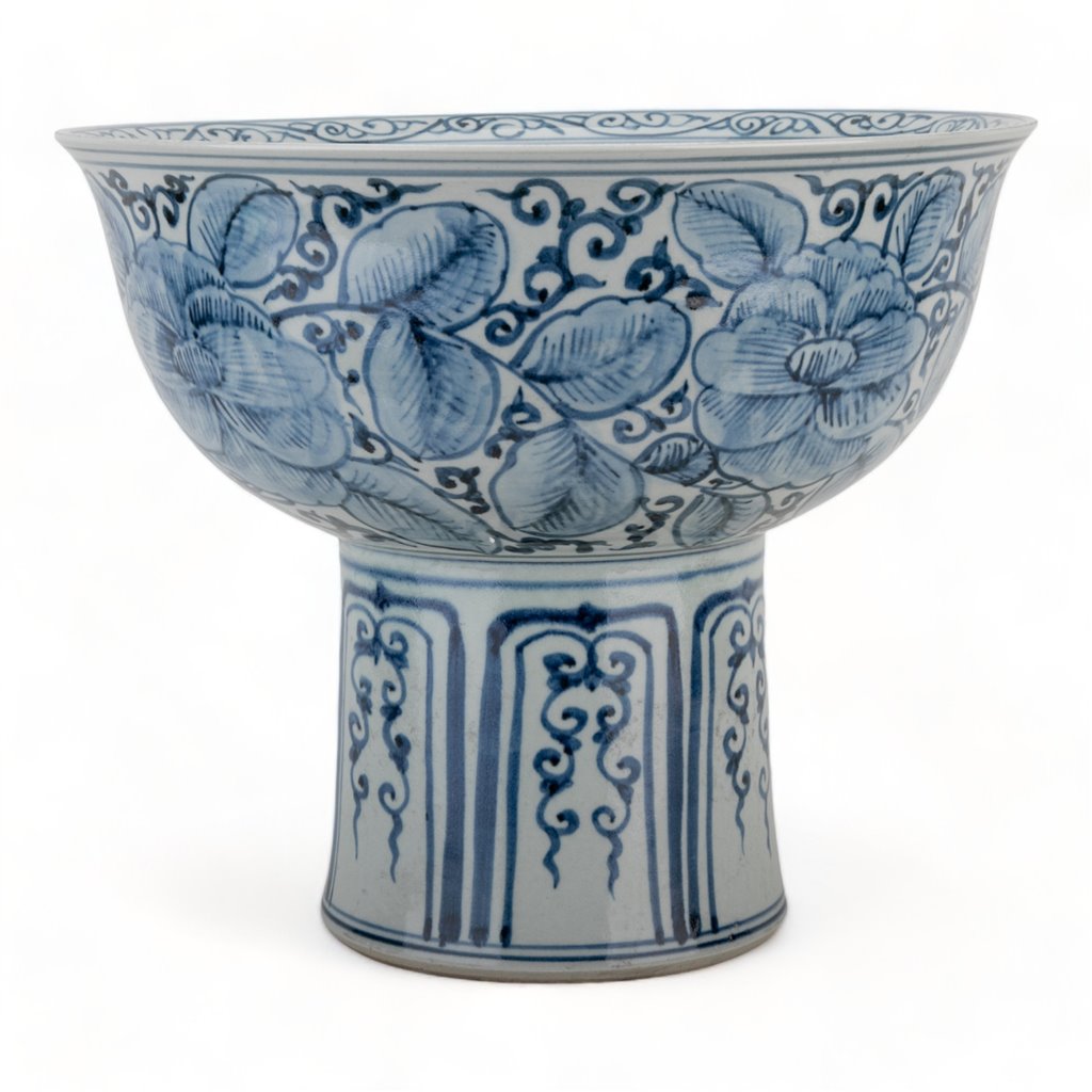 Danny's Fine Porcelain Home Decor Danny's Fine Porcelain Porcelain Blue And White Floral Round Tall Basin 51103