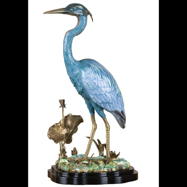 Danny's Fine Porcelain Home Decor Danny's Fine Porcelain Porcelain Blue Heron With Bronze Ormolu 60275