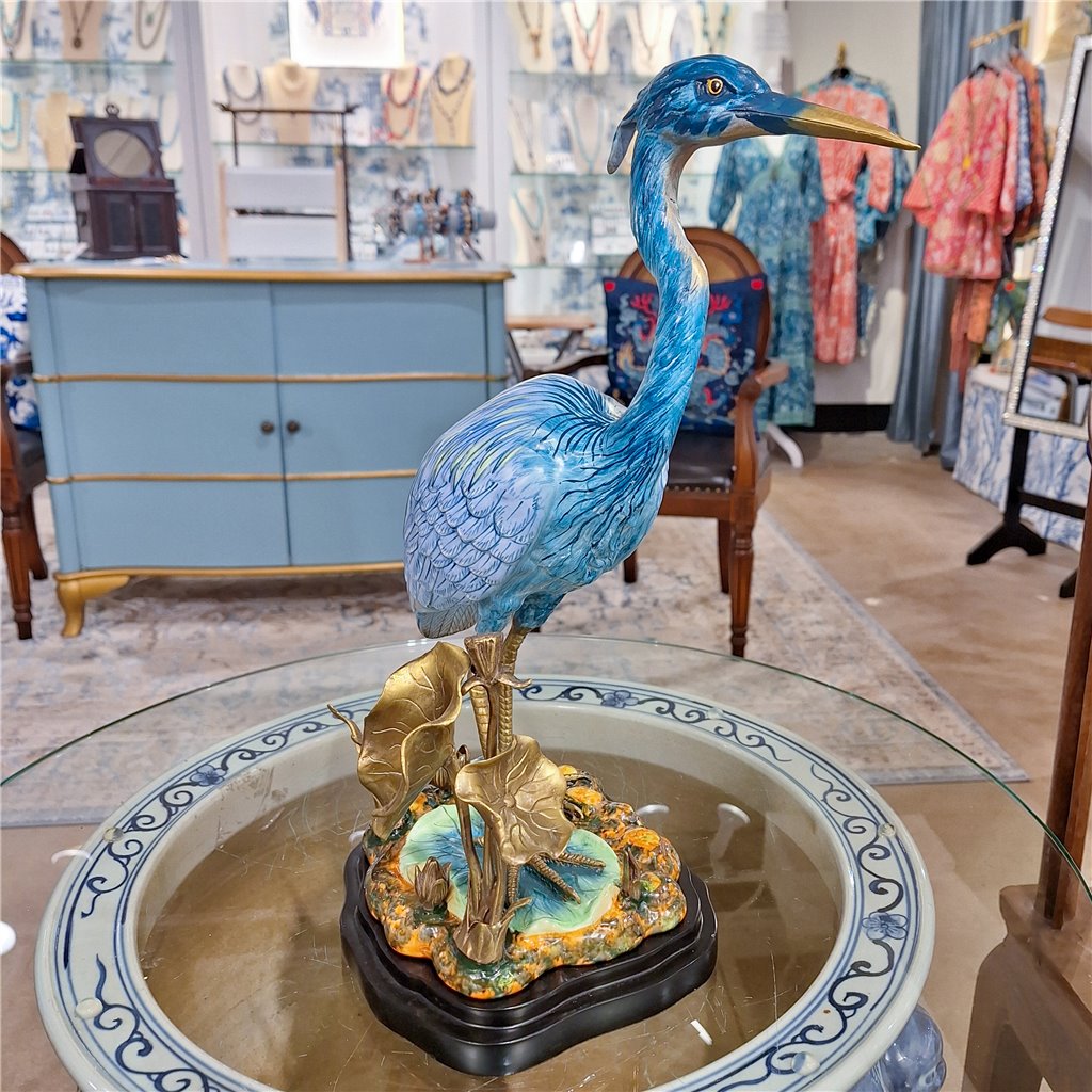 Danny's Fine Porcelain Home Decor Danny's Fine Porcelain Porcelain Blue Heron With Bronze Ormolu 60275