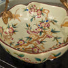 Danny's Fine Porcelain Home Decor Danny's Fine Porcelain Porcelain Bowl with Ormolu Handle-Floral Vine
