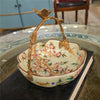 Danny's Fine Porcelain Home Decor Danny's Fine Porcelain Porcelain Bowl with Ormolu Handle-Floral Vine