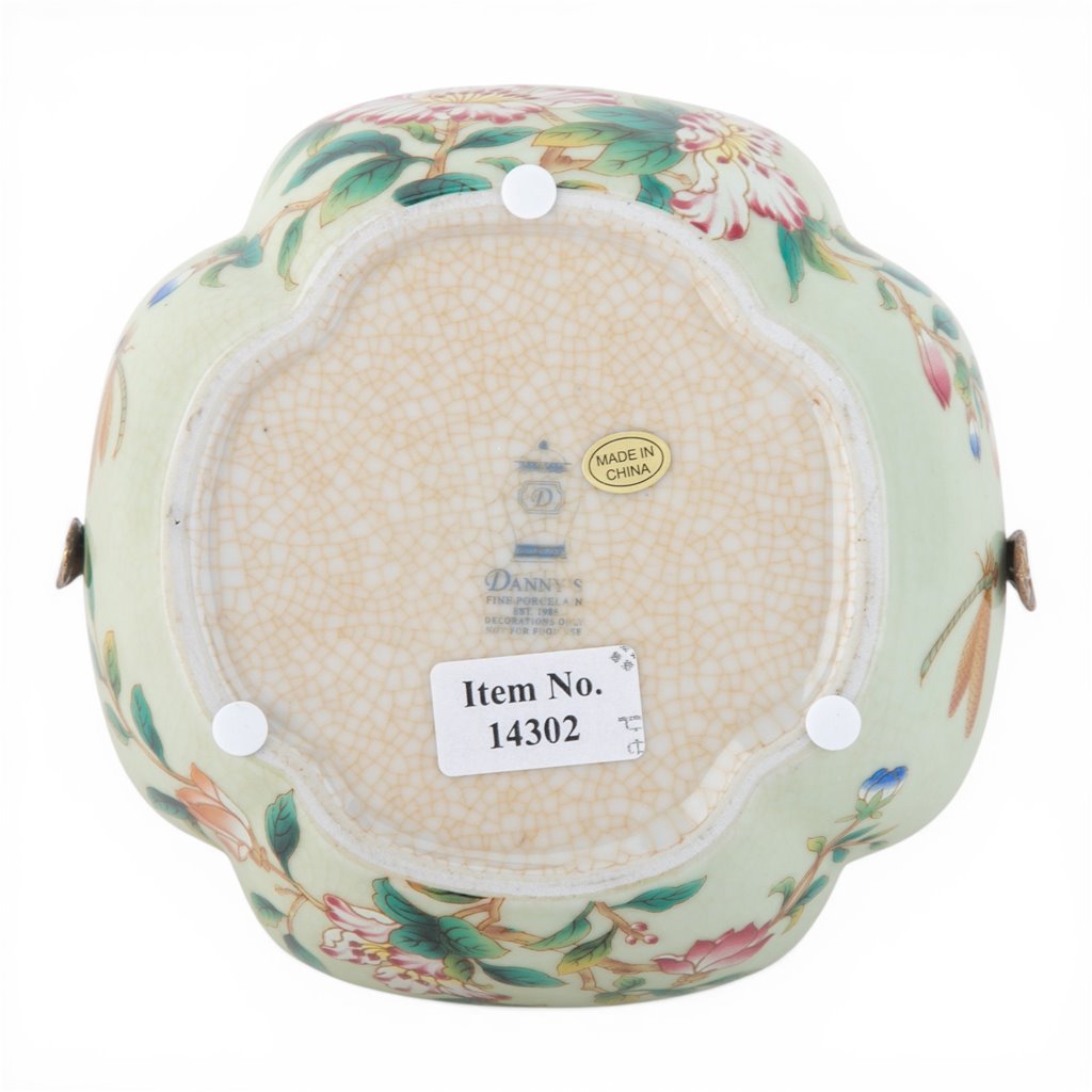 Danny's Fine Porcelain Home Decor Danny's Fine Porcelain Porcelain Bowl with Ormolu Handle-Floral Vine