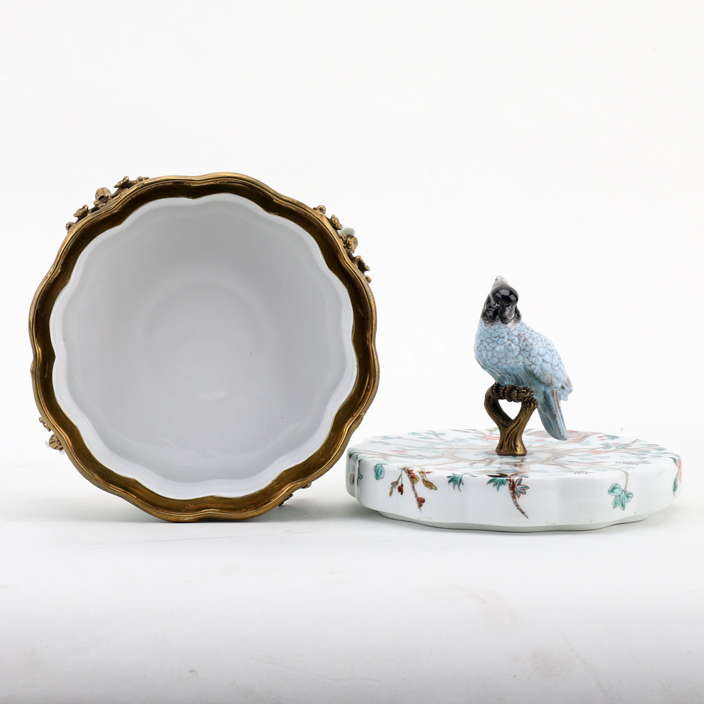 Danny's Fine Porcelain Home Decor Danny's Fine Porcelain Porcelain Box With Bronze Ormolu And Bird Top - Garden Of Life 60411