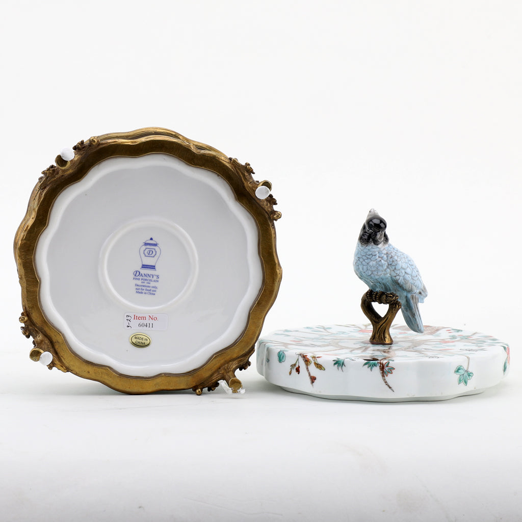 Danny's Fine Porcelain Home Decor Danny's Fine Porcelain Porcelain Box With Bronze Ormolu And Bird Top - Garden Of Life 60411