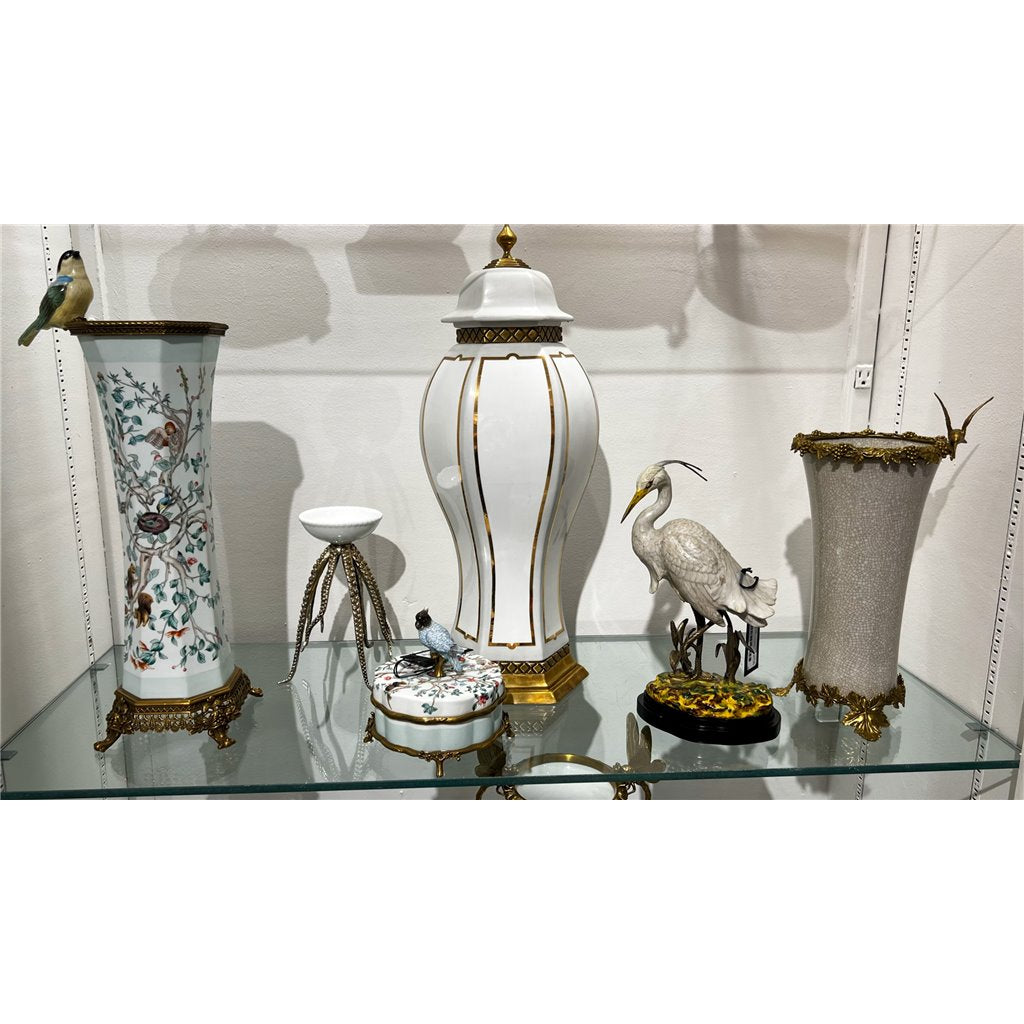 Danny's Fine Porcelain Home Decor Danny's Fine Porcelain Porcelain Box With Bronze Ormolu And Bird Top - Garden Of Life 60411