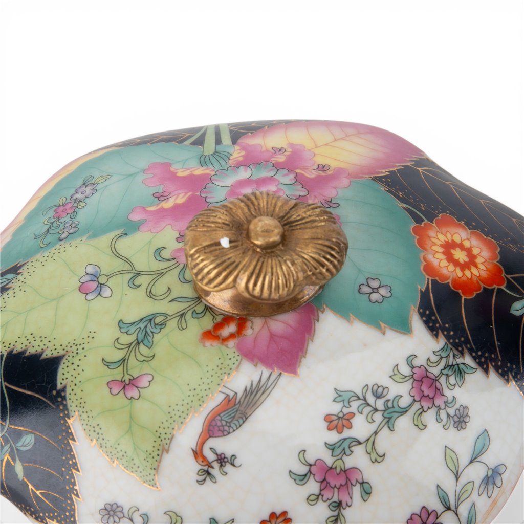 Danny's Fine Porcelain Home Decor Danny's Fine Porcelain Porcelain Covered Jar with Ormolu Base-Tobacco Leaf A Vibrant Porcelain