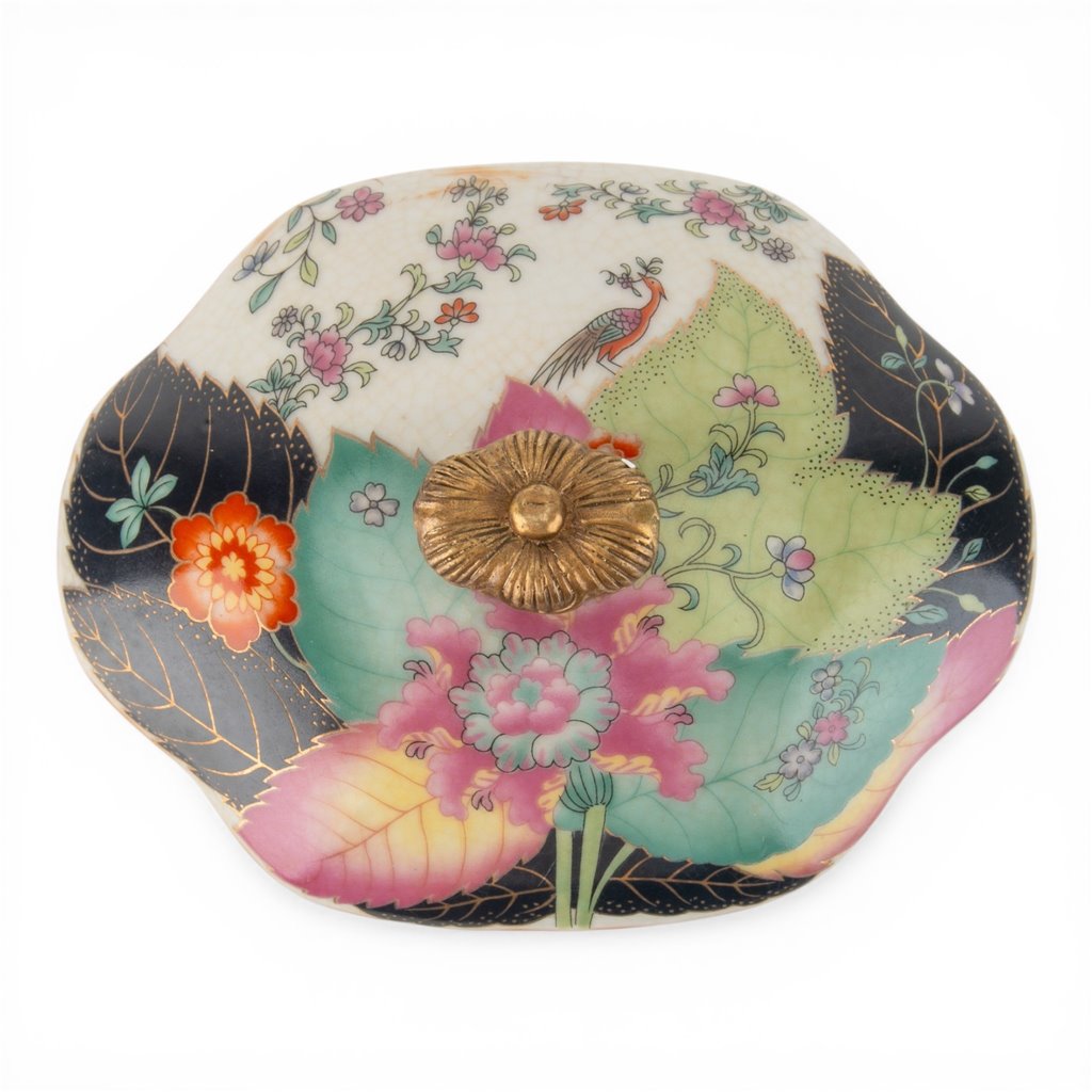 Danny's Fine Porcelain Home Decor Danny's Fine Porcelain Porcelain Covered Jar with Ormolu Base-Tobacco Leaf A Vibrant Porcelain