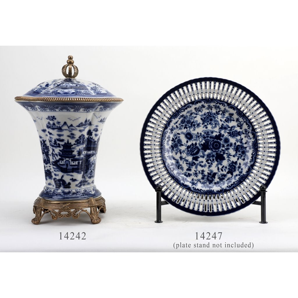 Danny's Fine Porcelain Home Decor Danny's Fine Porcelain Porcelain Crown Lidded Jar - Blue And White Willow 14242