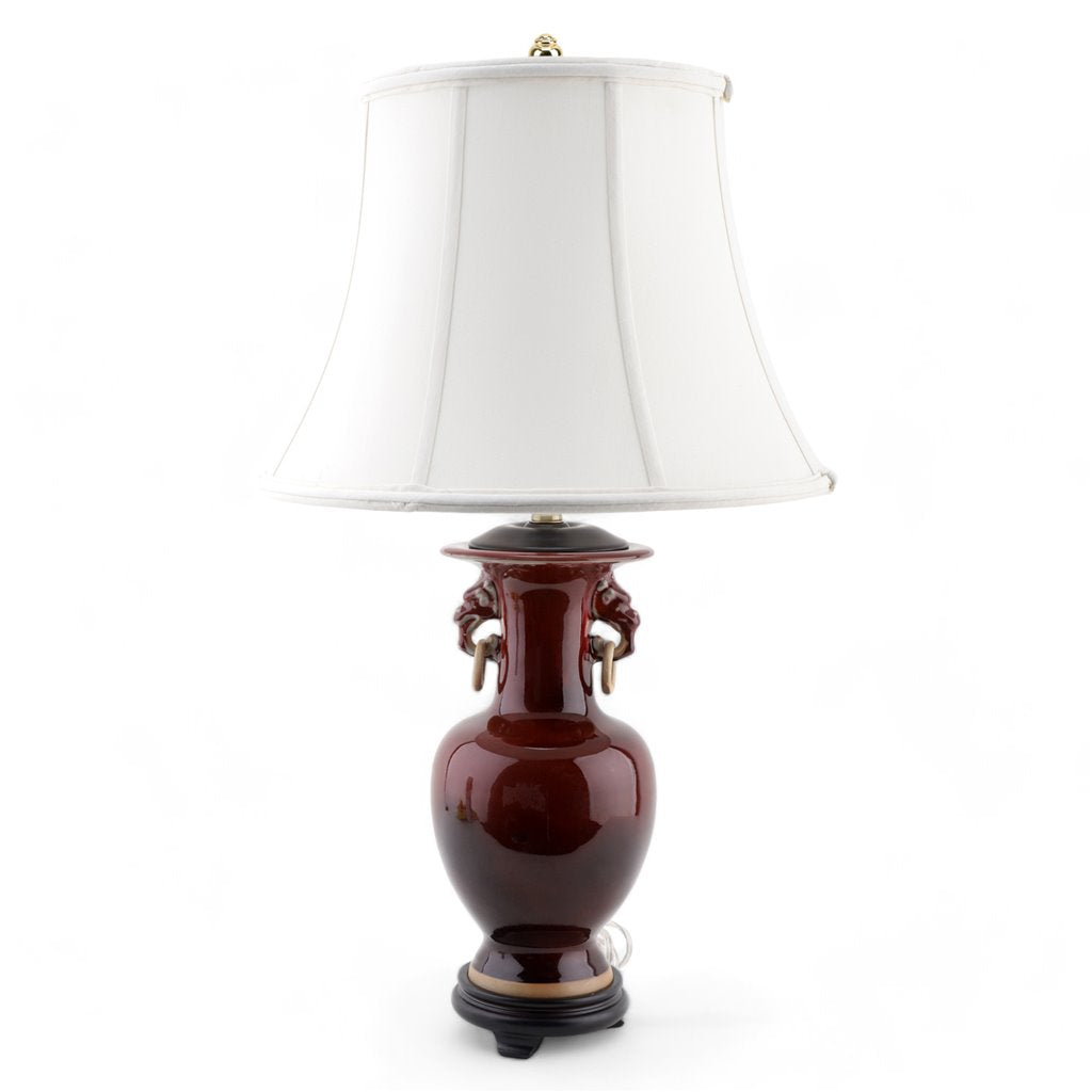 Danny's Fine Porcelain Lighting Danny's Fine Porcelain Porcelain Double Ring Handle Vase - Red Oxblood 51082-L