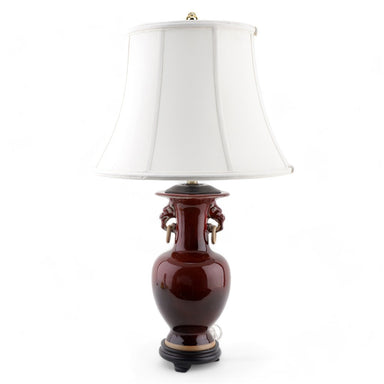 Danny's Fine Porcelain Lighting Danny's Fine Porcelain Porcelain Double Ring Handle Vase - Red Oxblood 51082-L