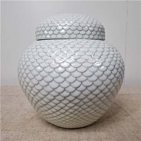 Danny's Fine Porcelain Home Decor Danny's Fine Porcelain porcelain Fish Scale Covered Jarthis Decorative - CLOSEOUT SAMPLE SALE