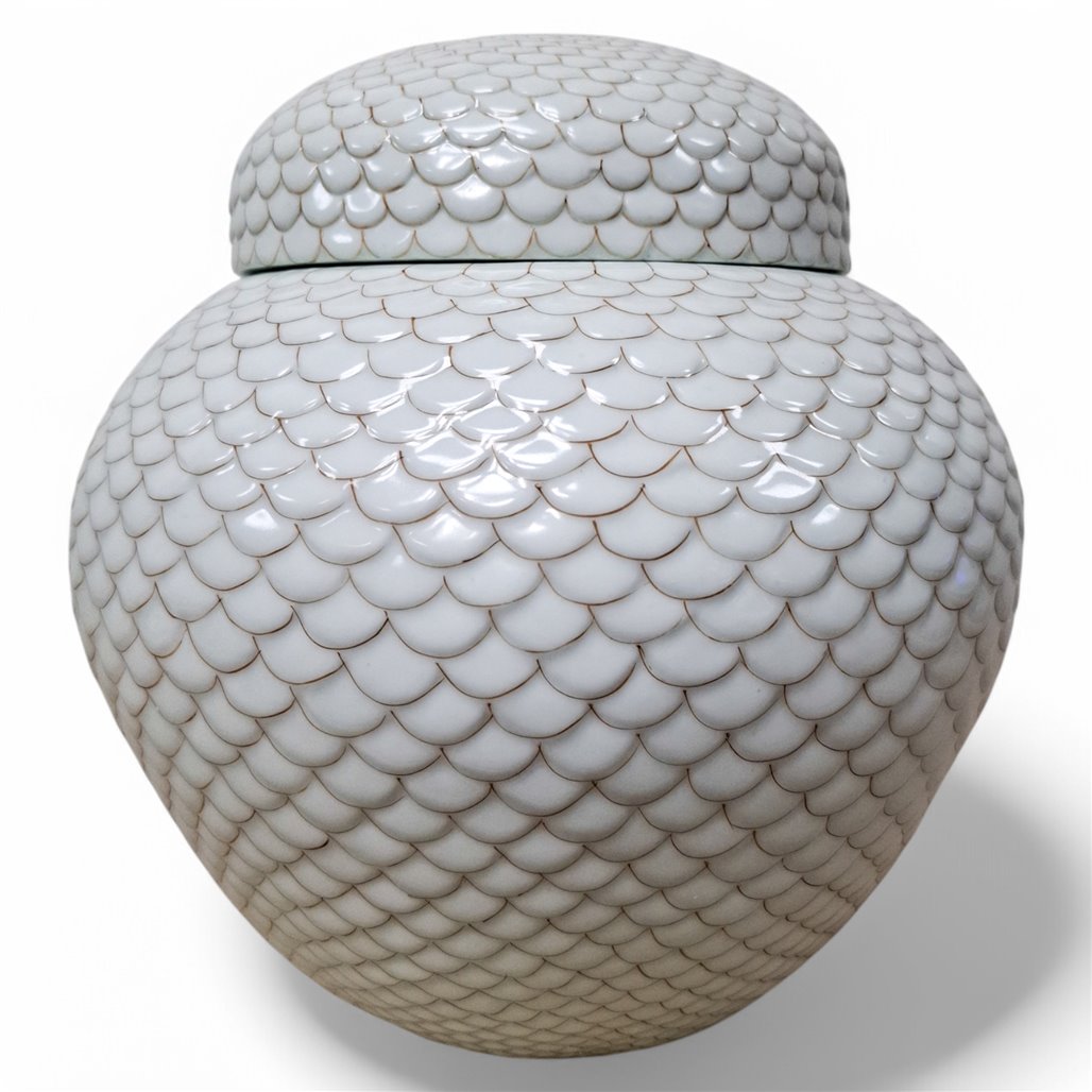 Danny's Fine Porcelain Home Decor Danny's Fine Porcelain porcelain Fish Scale Covered Jarthis Decorative - CLOSEOUT SAMPLE SALE