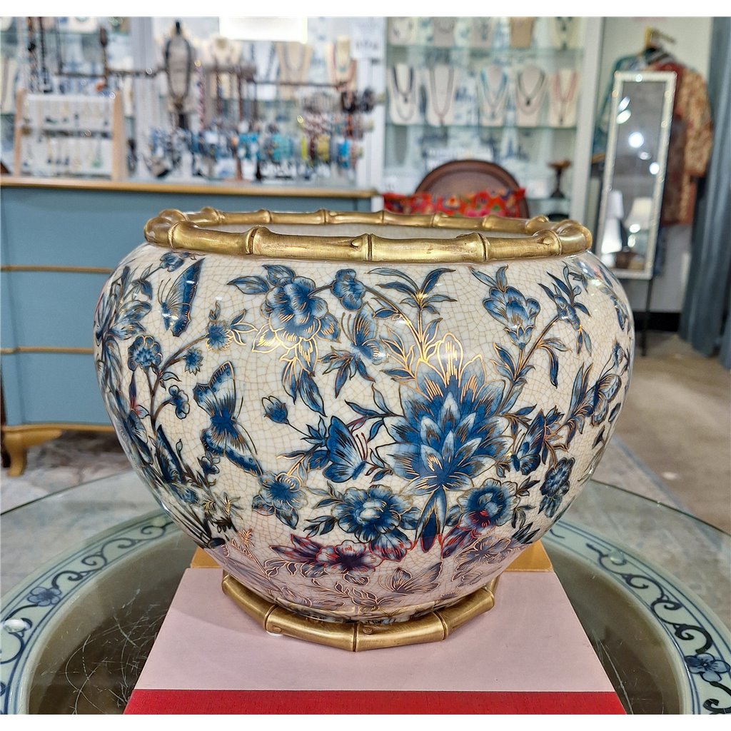 Danny's Fine Porcelain Home Decor Danny's Fine Porcelain Porcelain Floral Round Planter