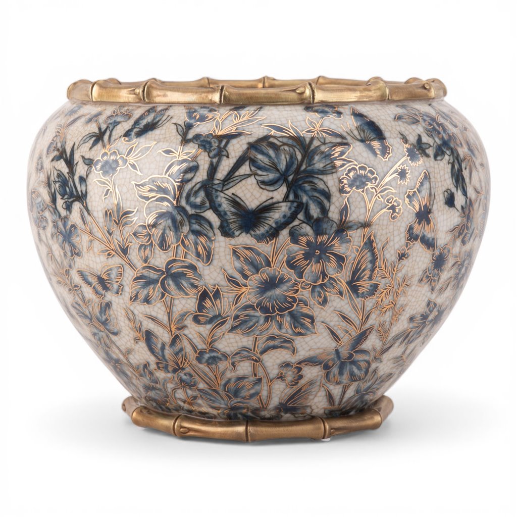 Danny's Fine Porcelain Home Decor Danny's Fine Porcelain Porcelain Floral Round Planter