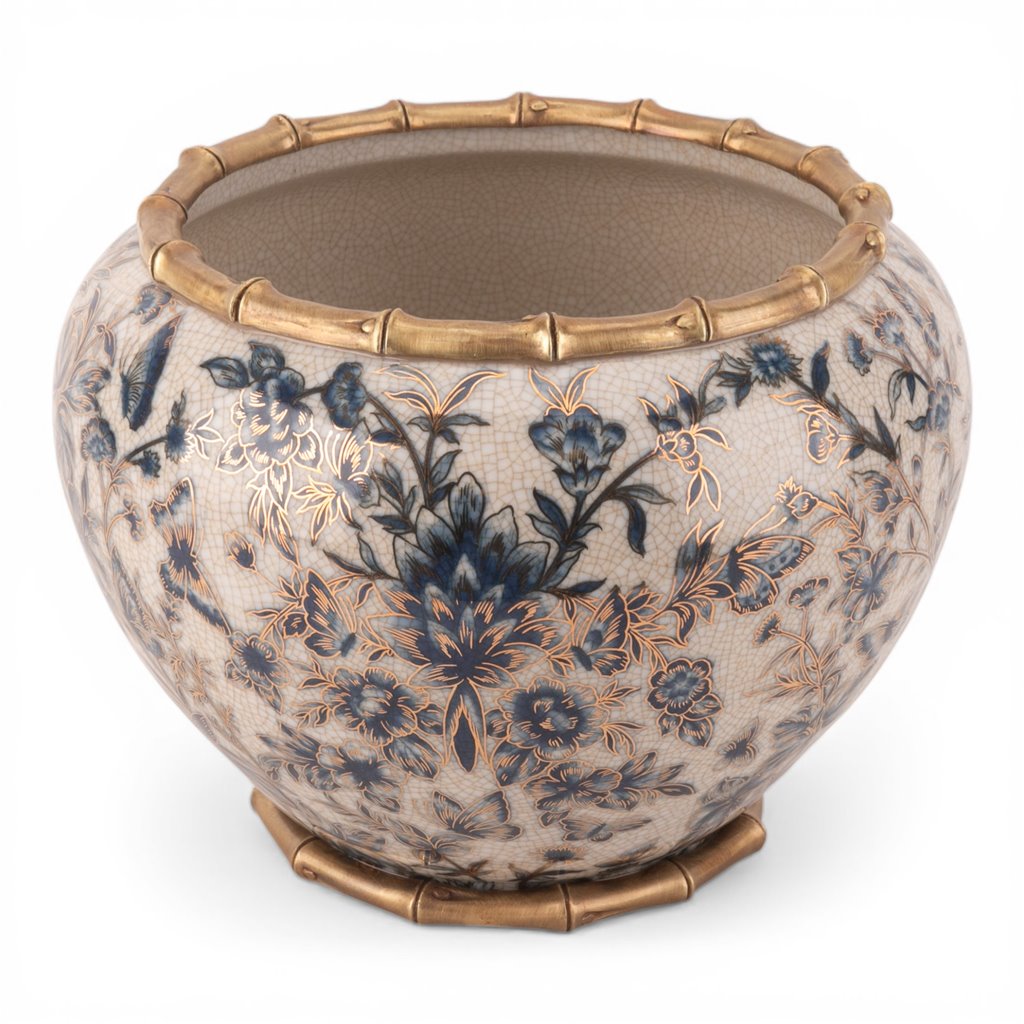 Danny's Fine Porcelain Home Decor Danny's Fine Porcelain Porcelain Floral Round Planter