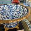 Danny's Fine Porcelain Home Decor Danny's Fine Porcelain Porcelain Footed Bowl with Butterfly Handles-Blue Bird
