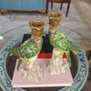 Danny's Fine Porcelain Home Decor Danny's Fine Porcelain Porcelain Green Parrot Candleholder Pair