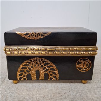 Danny's Fine Porcelain Home Decor Danny's Fine Porcelain Porcelain Hinge Box Black and Gold with Bronze Ormolu - B838 - CLOSEOUT SAMPLE SALE