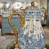 Danny's Fine Porcelain Home Decor Danny's Fine Porcelain Porcelain Hinged Lidded Pitcher with Bronze Ormolu - Blue Scroll