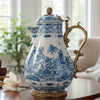 Danny's Fine Porcelain Home Decor Danny's Fine Porcelain Porcelain Hinged Lidded Pitcher with Bronze Ormolu - Blue Scroll