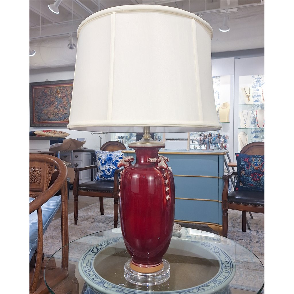 Danny's Fine Porcelain Lighting Danny's Fine Porcelain Porcelain Lamp Ram Heads - Red Oxblood 51081-L