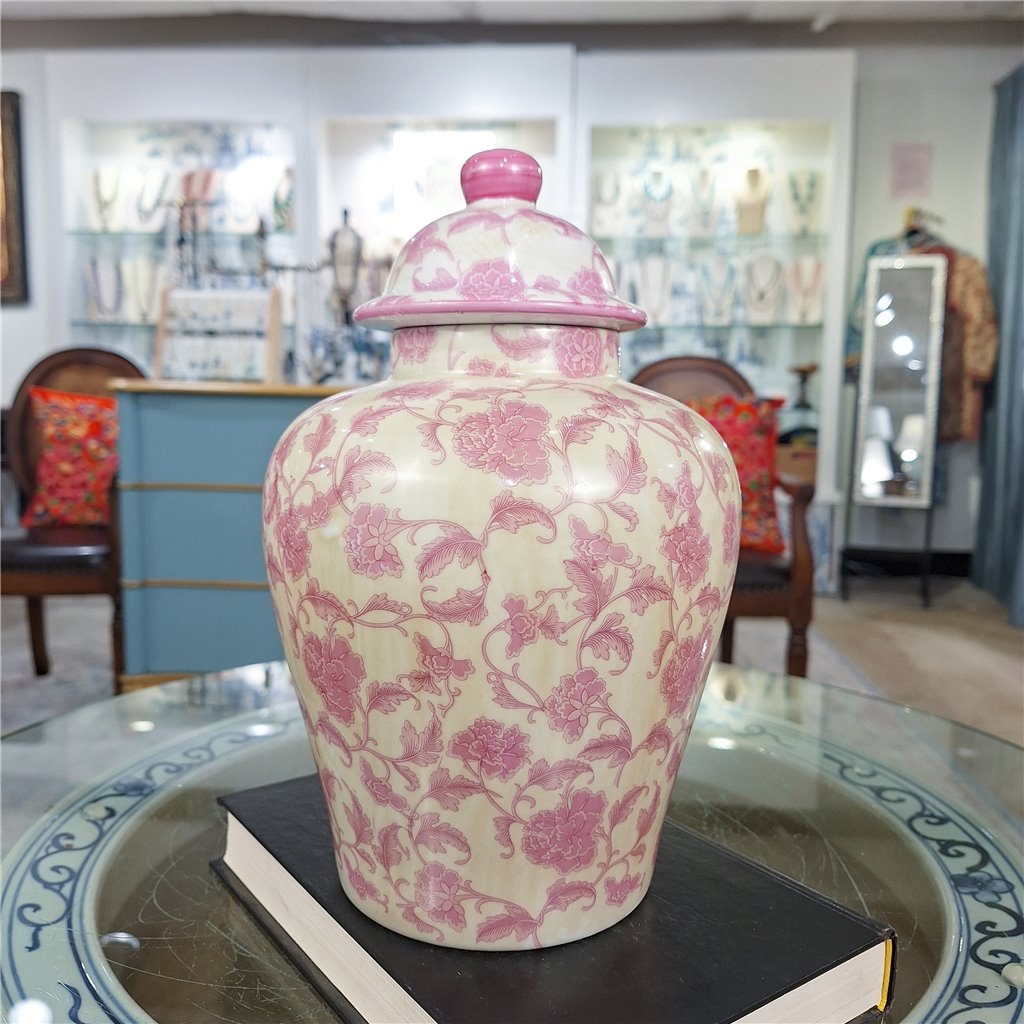 Danny's Fine Porcelain Home Decor Danny's Fine Porcelain Porcelain Lidded Jar -Pink Florets