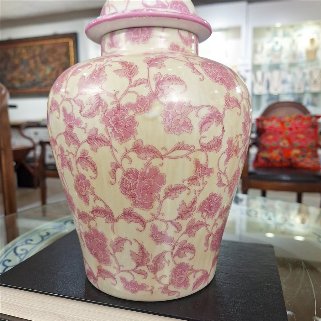 Danny's Fine Porcelain Home Decor Danny's Fine Porcelain Porcelain Lidded Jar -Pink Florets