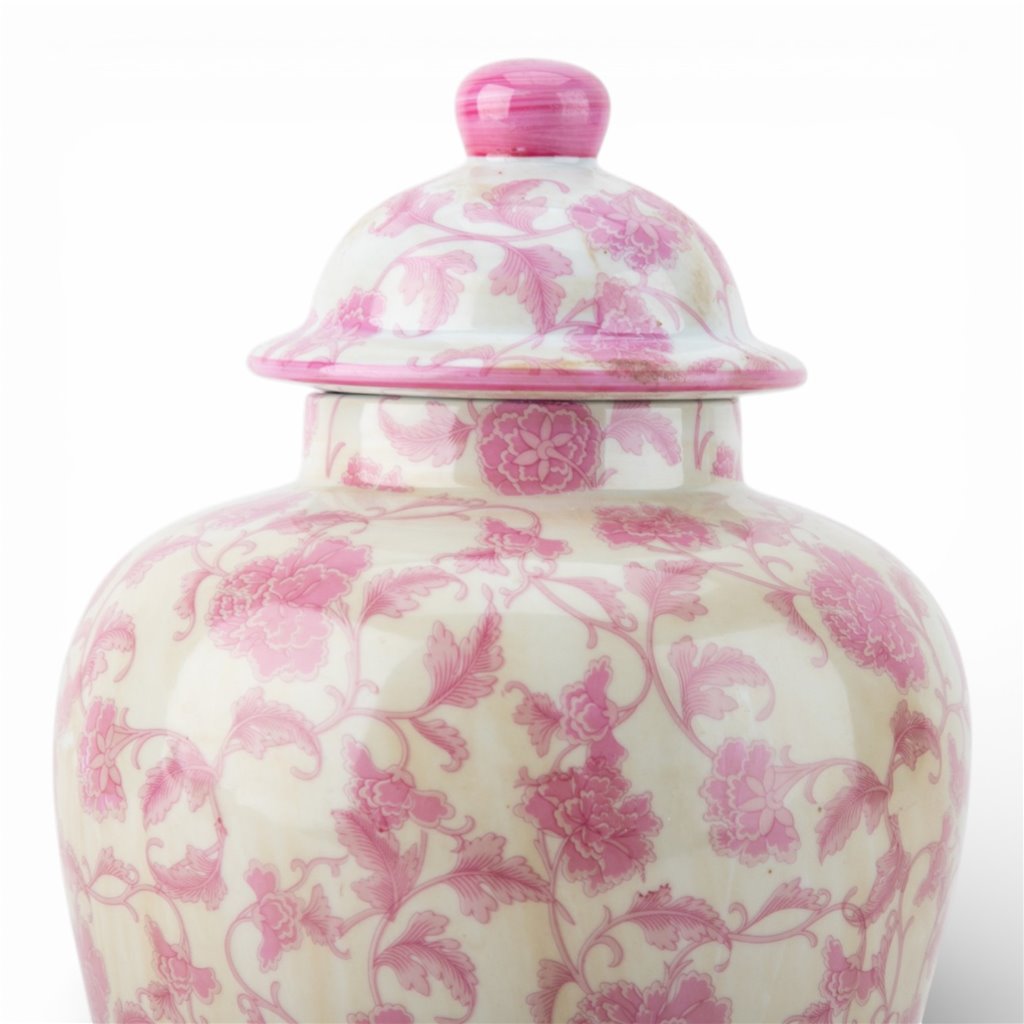 Danny's Fine Porcelain Home Decor Danny's Fine Porcelain Porcelain Lidded Jar -Pink Florets