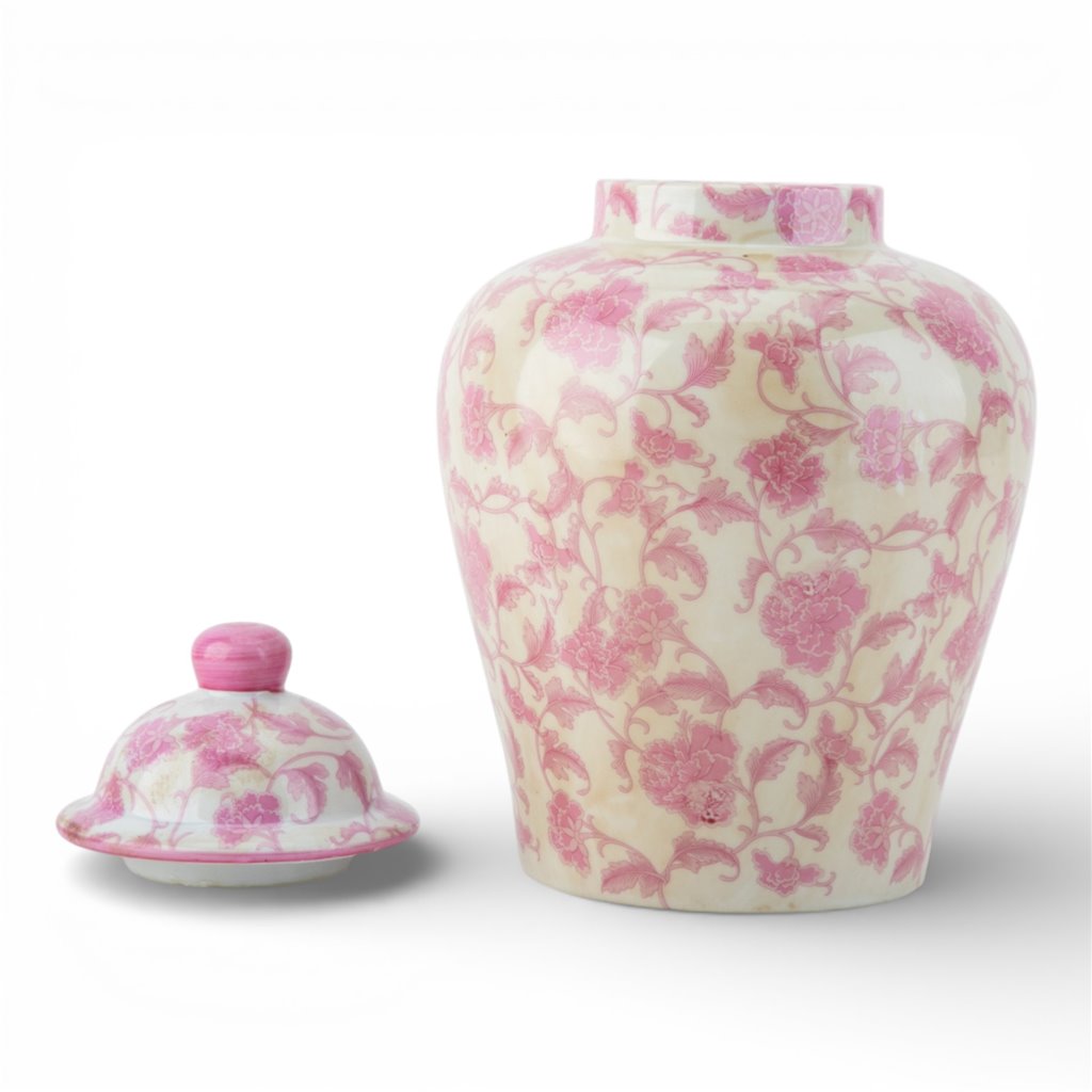 Danny's Fine Porcelain Home Decor Danny's Fine Porcelain Porcelain Lidded Jar -Pink Florets