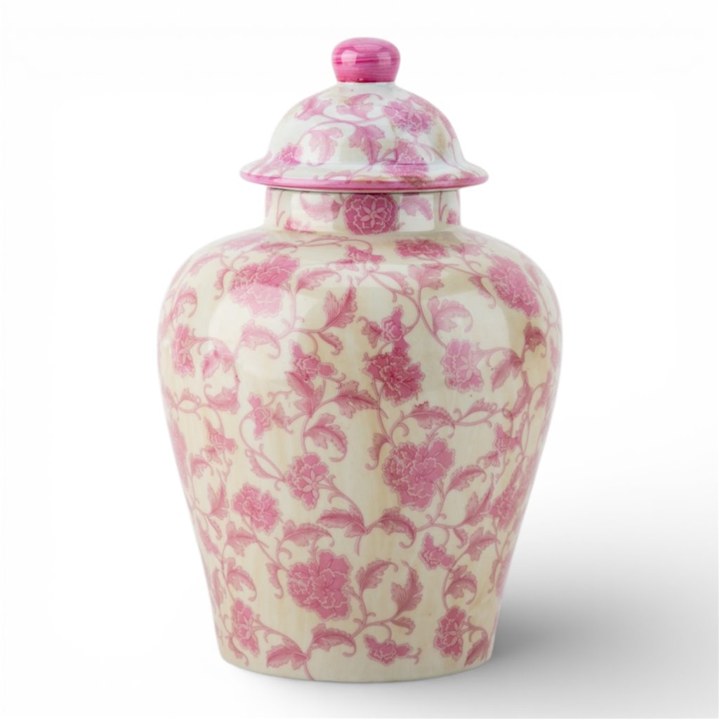 Danny's Fine Porcelain Home Decor Danny's Fine Porcelain Porcelain Lidded Jar -Pink Florets