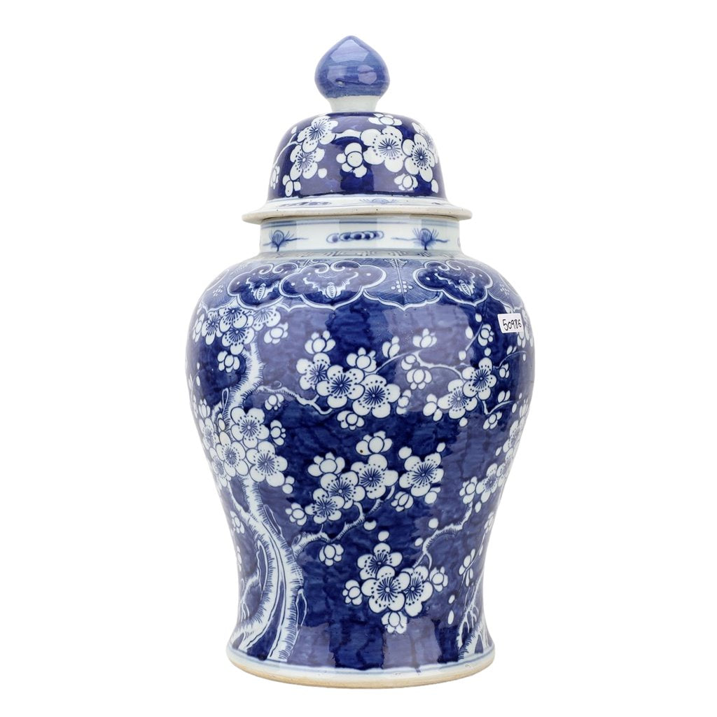 Danny's Fine Porcelain Home Decor Danny's Fine Porcelain Porcelain Lidded Warrior Jar - Blue And White Plum Flower 50986