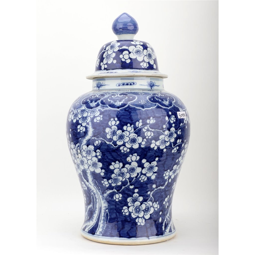 Danny's Fine Porcelain Home Decor Danny's Fine Porcelain Porcelain Lidded Warrior Jar - Blue And White Plum Flower 50986