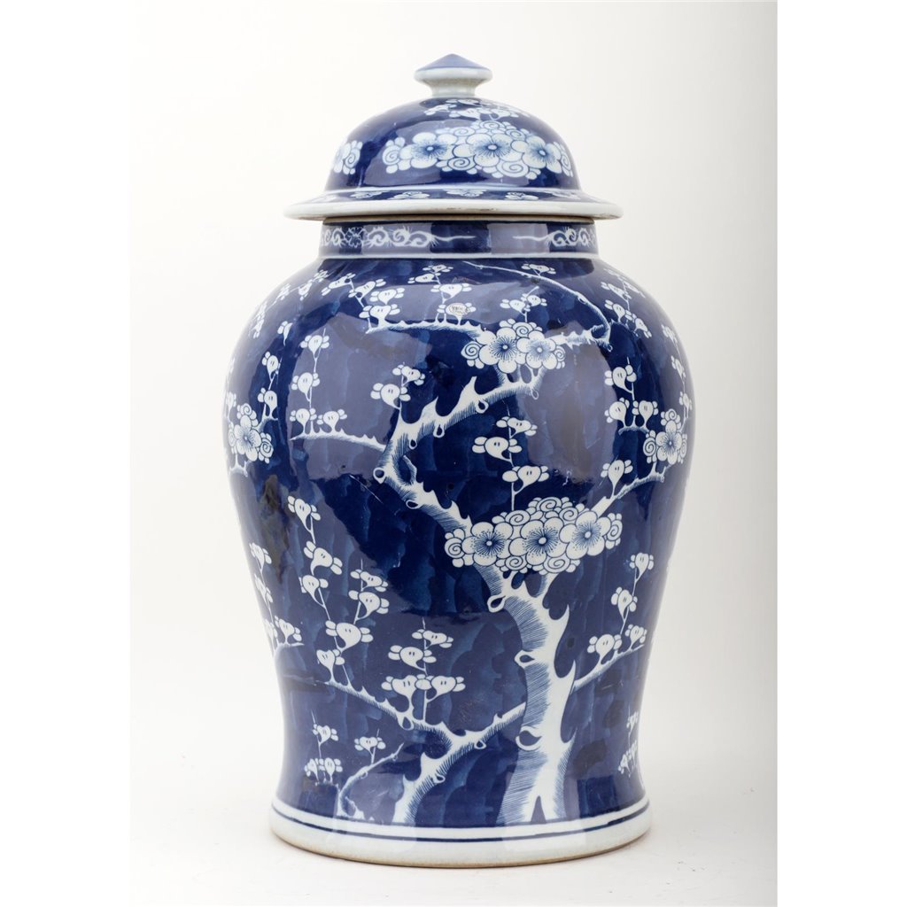Danny's Fine Porcelain Home Decor Danny's Fine Porcelain Porcelain Lidded Warrior Jar - Blue And White Plum Flower 50989