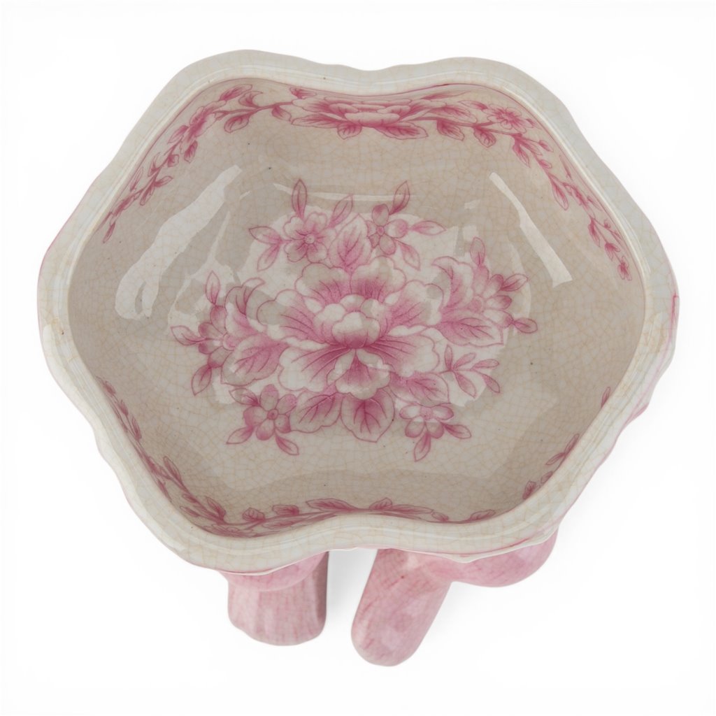 Danny's Fine Porcelain Home Decor Danny's Fine Porcelain Porcelain Monkey Figure Bowl-Pink Floral