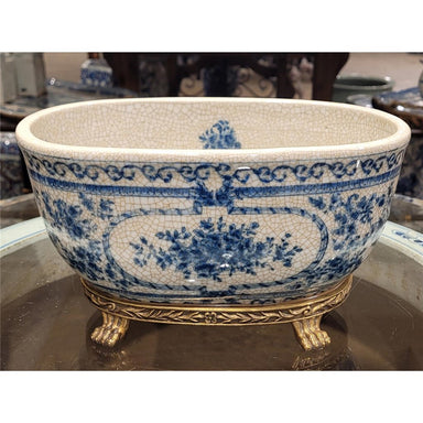 Danny's Fine Porcelain Home Decor Danny's Fine Porcelain Porcelain Oval Basin- Blue Bouquet 14093