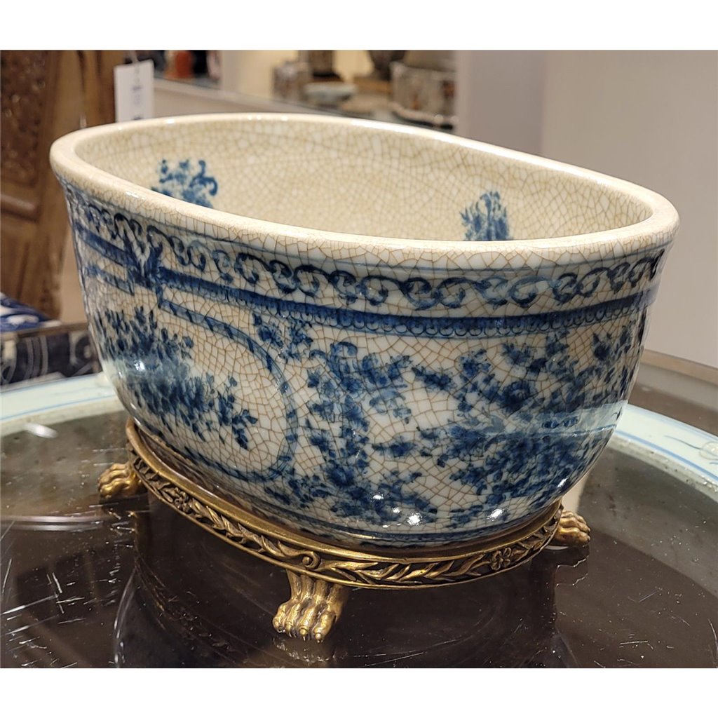 Danny's Fine Porcelain Home Decor Danny's Fine Porcelain Porcelain Oval Basin- Blue Bouquet 14093
