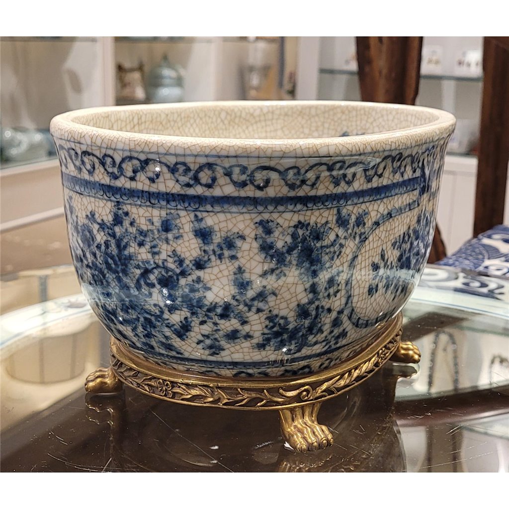 Danny's Fine Porcelain Home Decor Danny's Fine Porcelain Porcelain Oval Basin- Blue Bouquet 14093